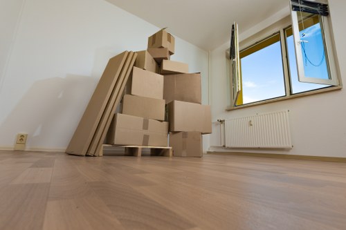 Removal van and movers preparing a house move in Bowespark