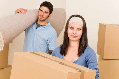 Packed household items ready for removal services in Bowespark